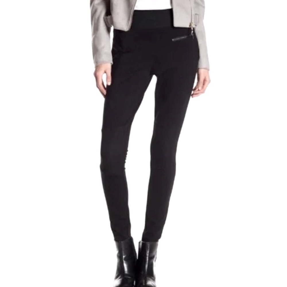 Romeo + Juliet Couture Black Stretch Pants with Zippers, Skinny Leg, Athleisure